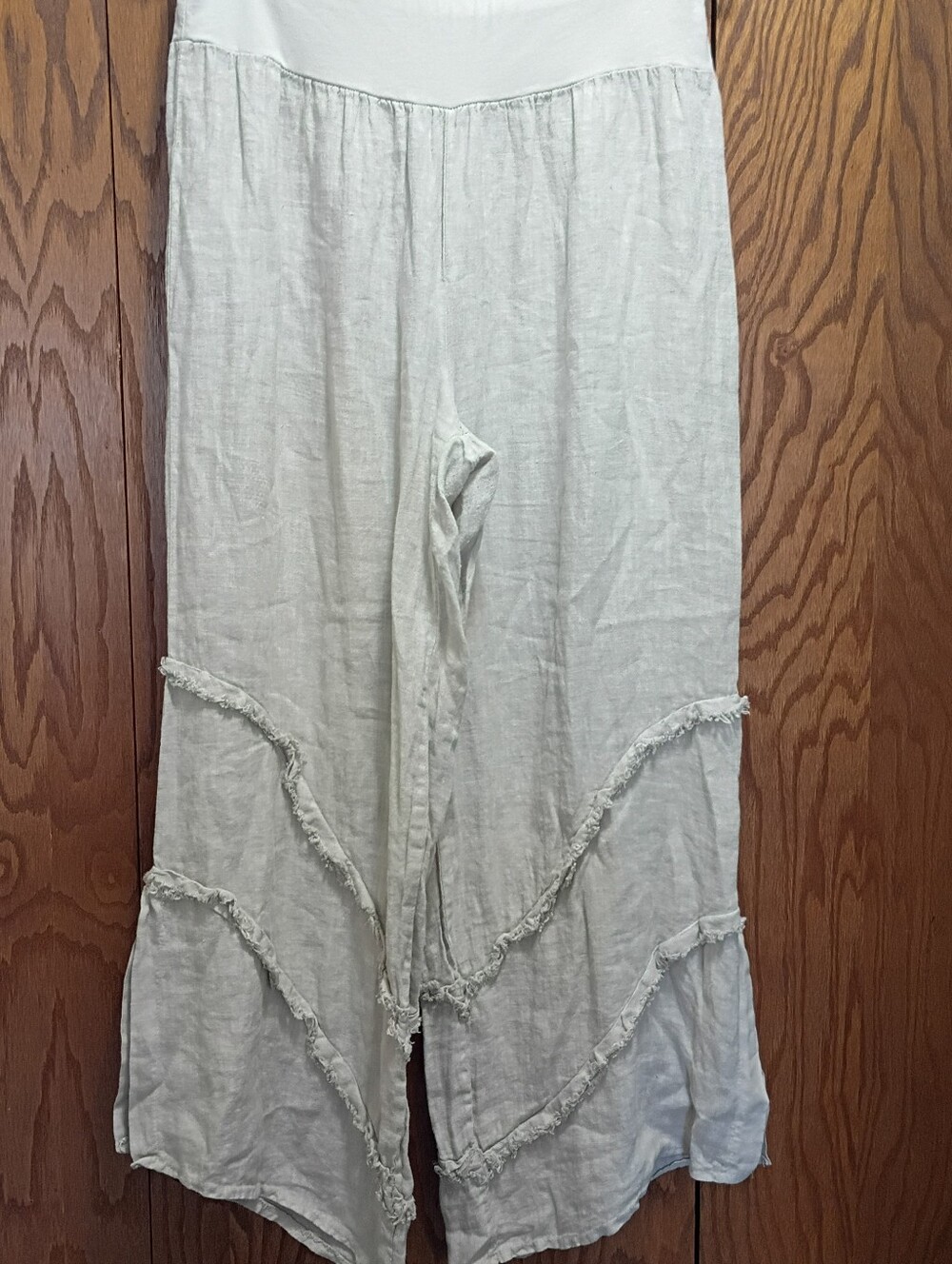 Tempo Paris Cream Tiered Linen Pants.
